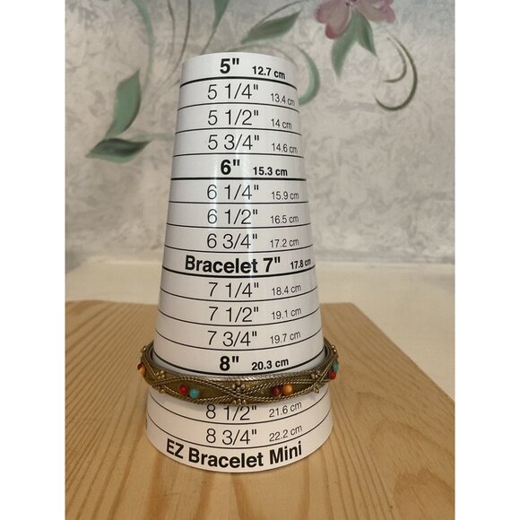 Antique Gold-Tone Indian-Inspired Bangle Bracelet With Colorful Beads - Picture 2 of 4